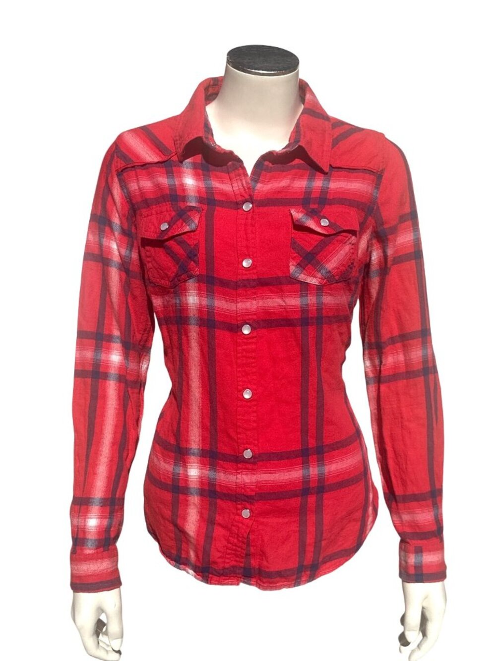 Mossimo Supply Co Size M Red Plaid Cotton Button Shirt Grunge Mall Street Outfit